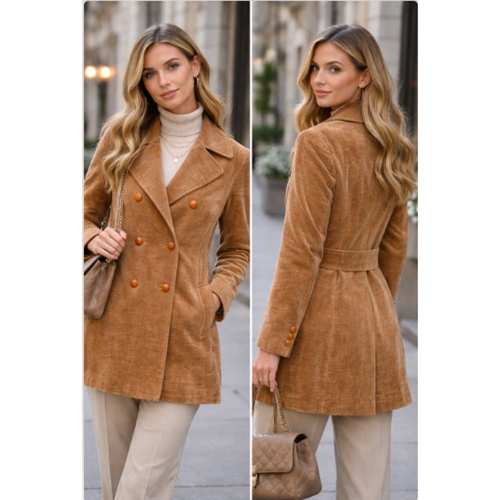 Vintage Lodenfrey Brown Corduroy Double-Breasted Jacket Women Sz US 6-8 Rustic